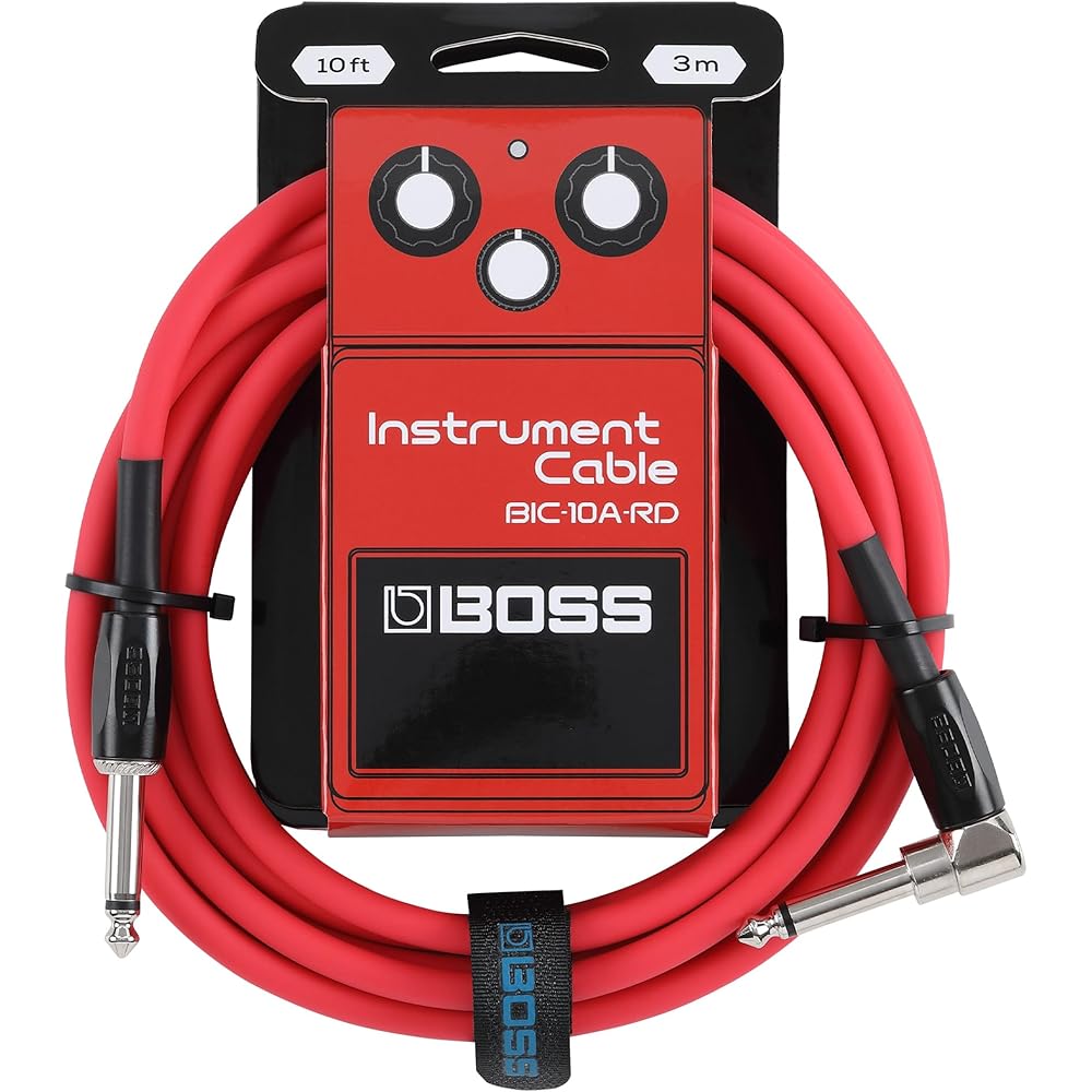 BOSS Boss BIC-10A-RD Guitar Cable Red 3m L Type - Straight Type Oxygen-free Braided Cable