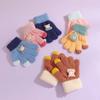 Cute Cartoon Bear Baby Gloves Toddler Boys Girls Warm Knitted Mittens Autumn Winter Kids Kindergarten Five Fingers Gloves