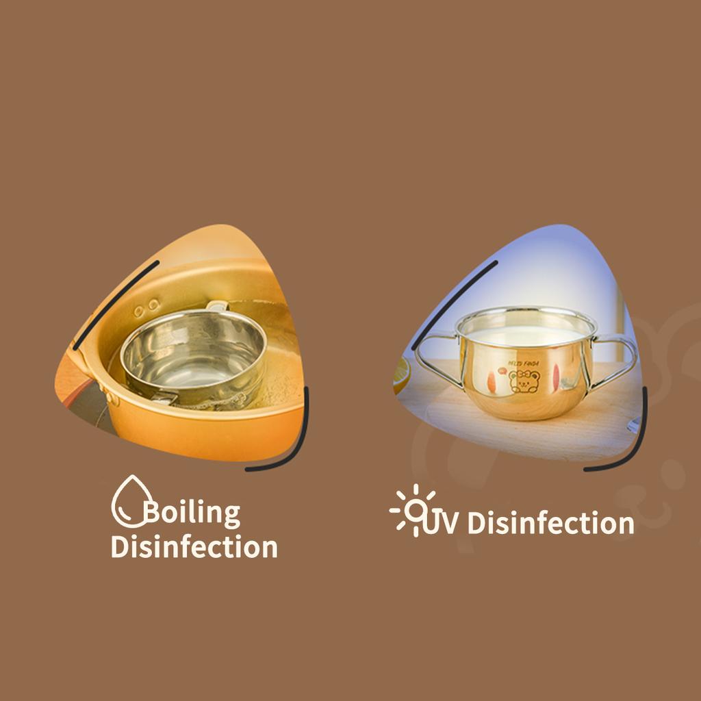 Bol pentru copii drăguț de 400 ml cu mâner dublu, bol pentru orez din oțel inoxidabil 304, bol pentru supă anti-opărire, set de veselă de bucătărie