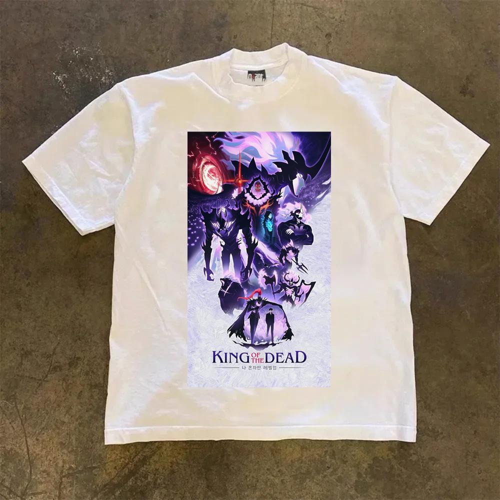 Anime Solo L-Levelings Shadow Legion Shadow King Print Casual Outdoor Clothing Couple T-Shirt Top 100% Cotton Short Sleeve