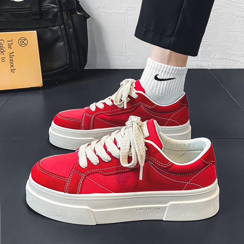 Canvas men's shoes spring and autumn 2 new summer breathable trend versatile sports casual black thick baseplate shoes