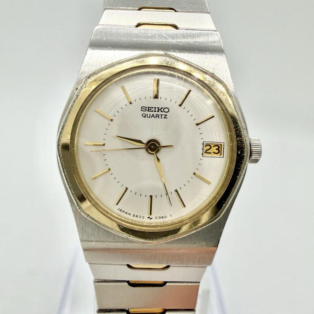 Used SEIKO Seiko Ladies Watch, Combination Color, Date, Octagon, Quartz, Working Condition