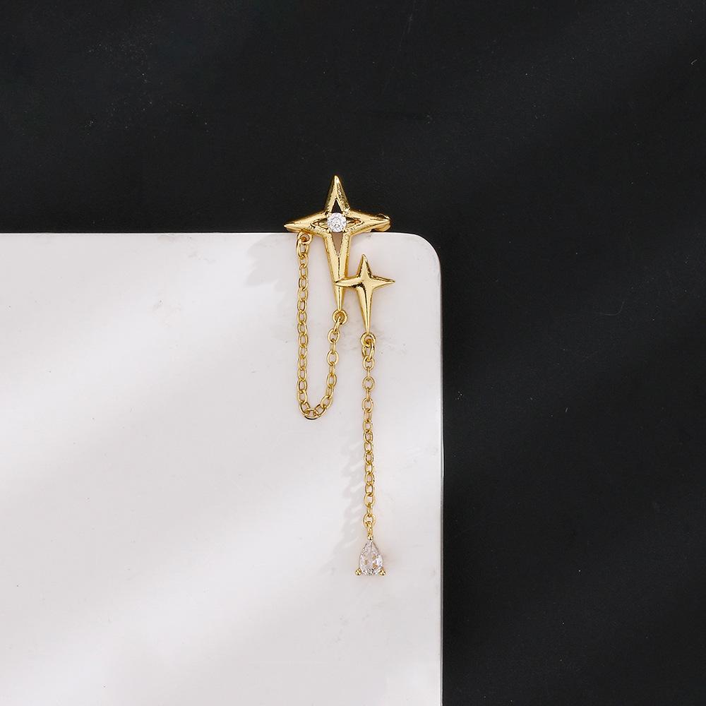Long Chain Irregular Line Earclip Without Hole Earring for Women Simple Fake Piercing Earcuff Ear Accessories Zircon Party Gift
