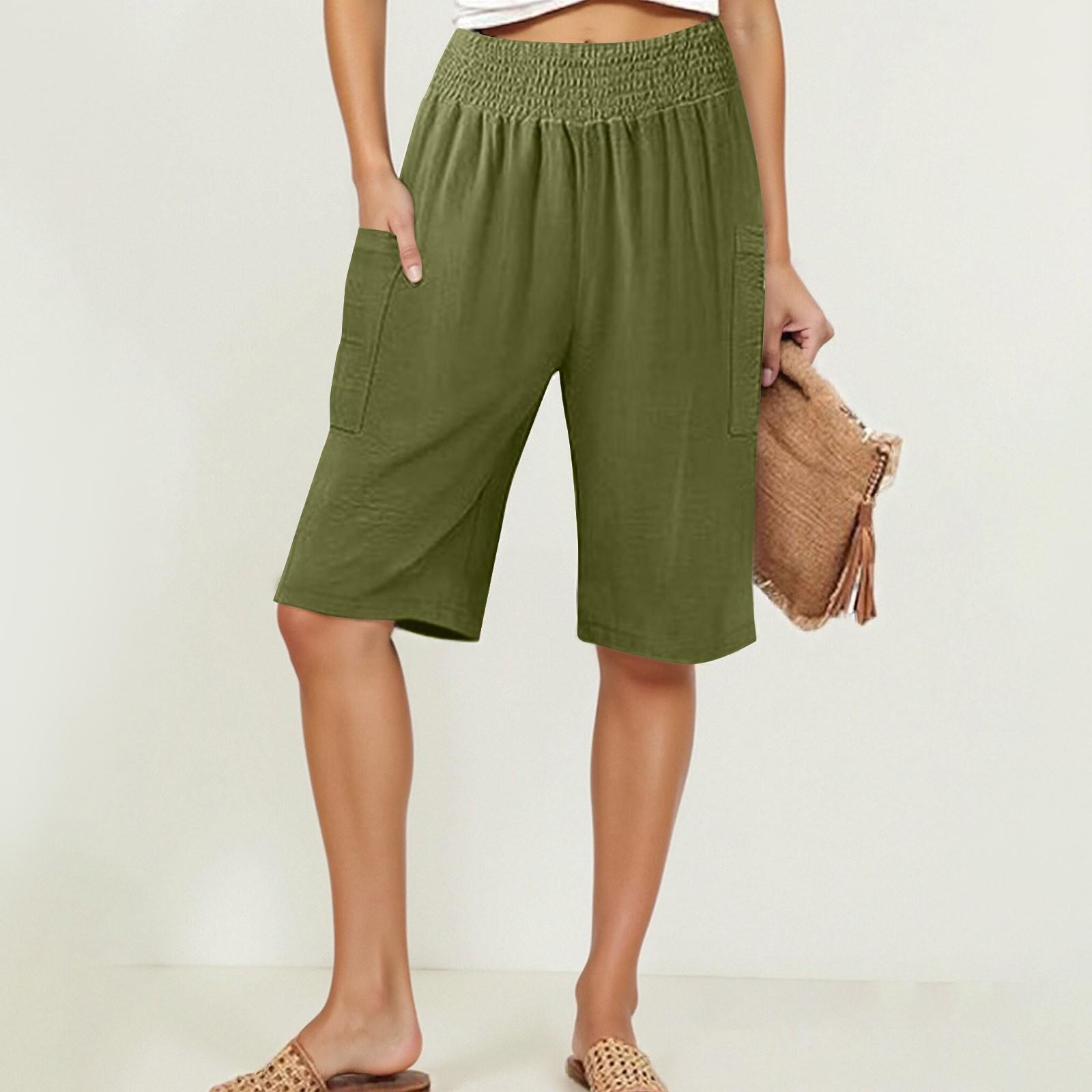 

Женские однотонные повседневные брюки с высокой талией, спортивные брюки, шорты 1/2 XL