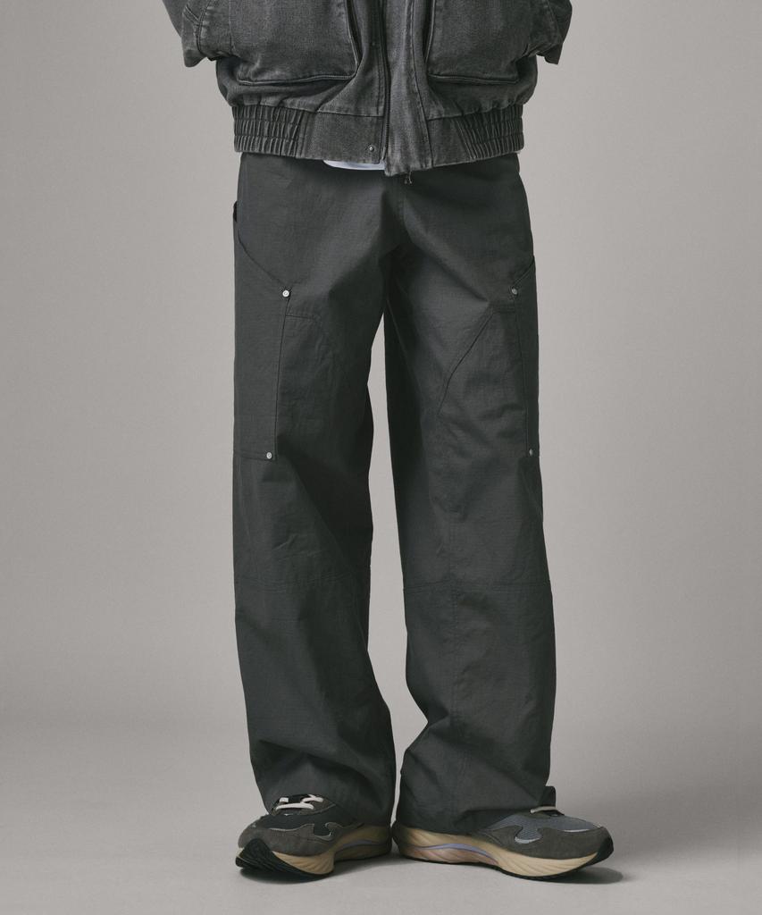 Beodeonteu Utility Side Big Pocket Wide Pants [Charcoal]