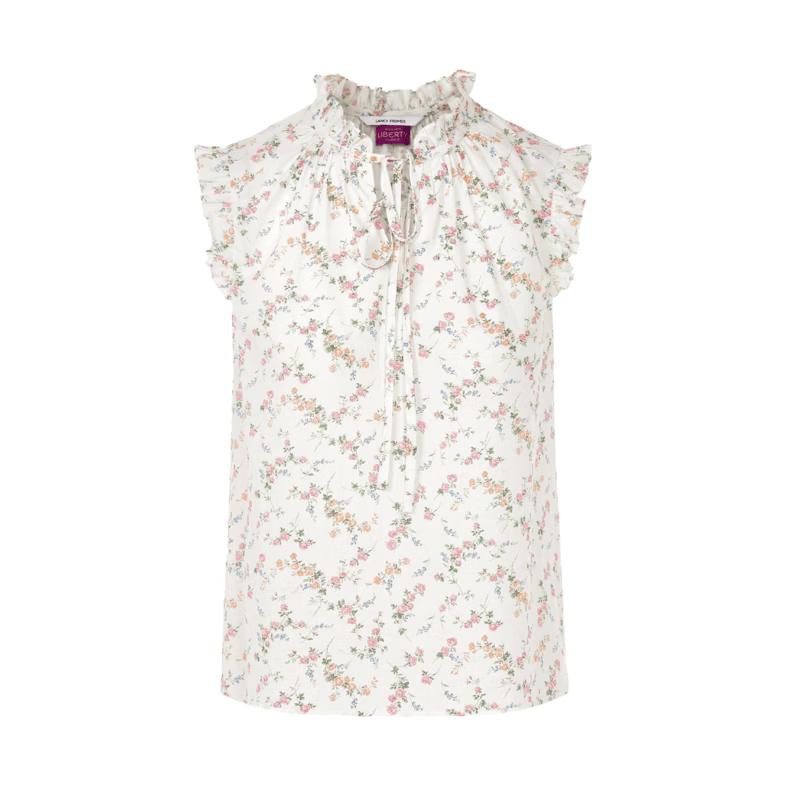 

LANCY Printed Cotton Flutter Sleeve Top and Skirt Set S