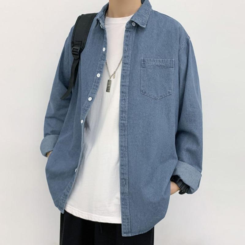 Spring New Men's Loose Long Sleeve Casual Classic Shirt Jacket