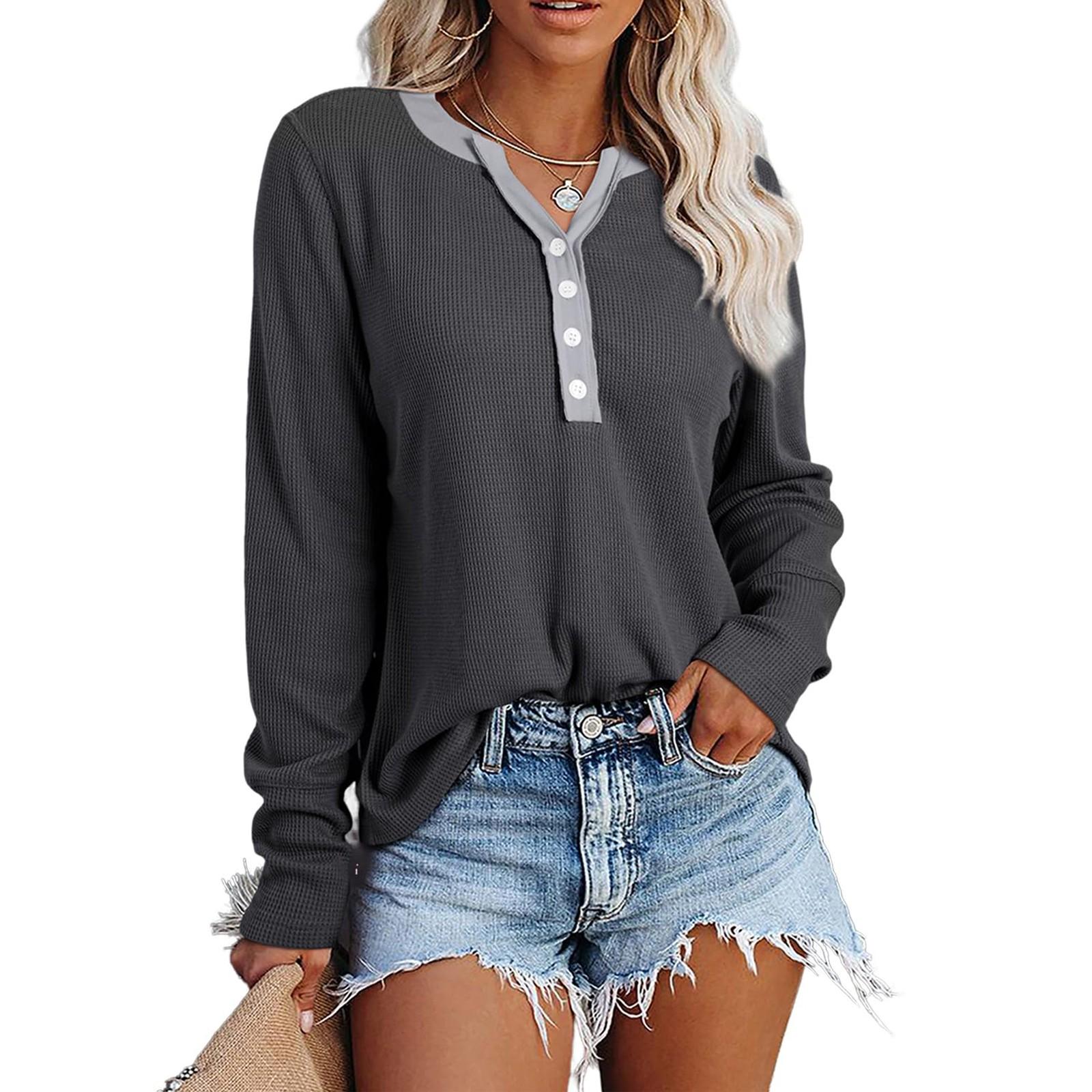 

Женская повседневная рубашка с длинным рукавом на пуговицах с V-образным вырезом, туника, топы, блузки S