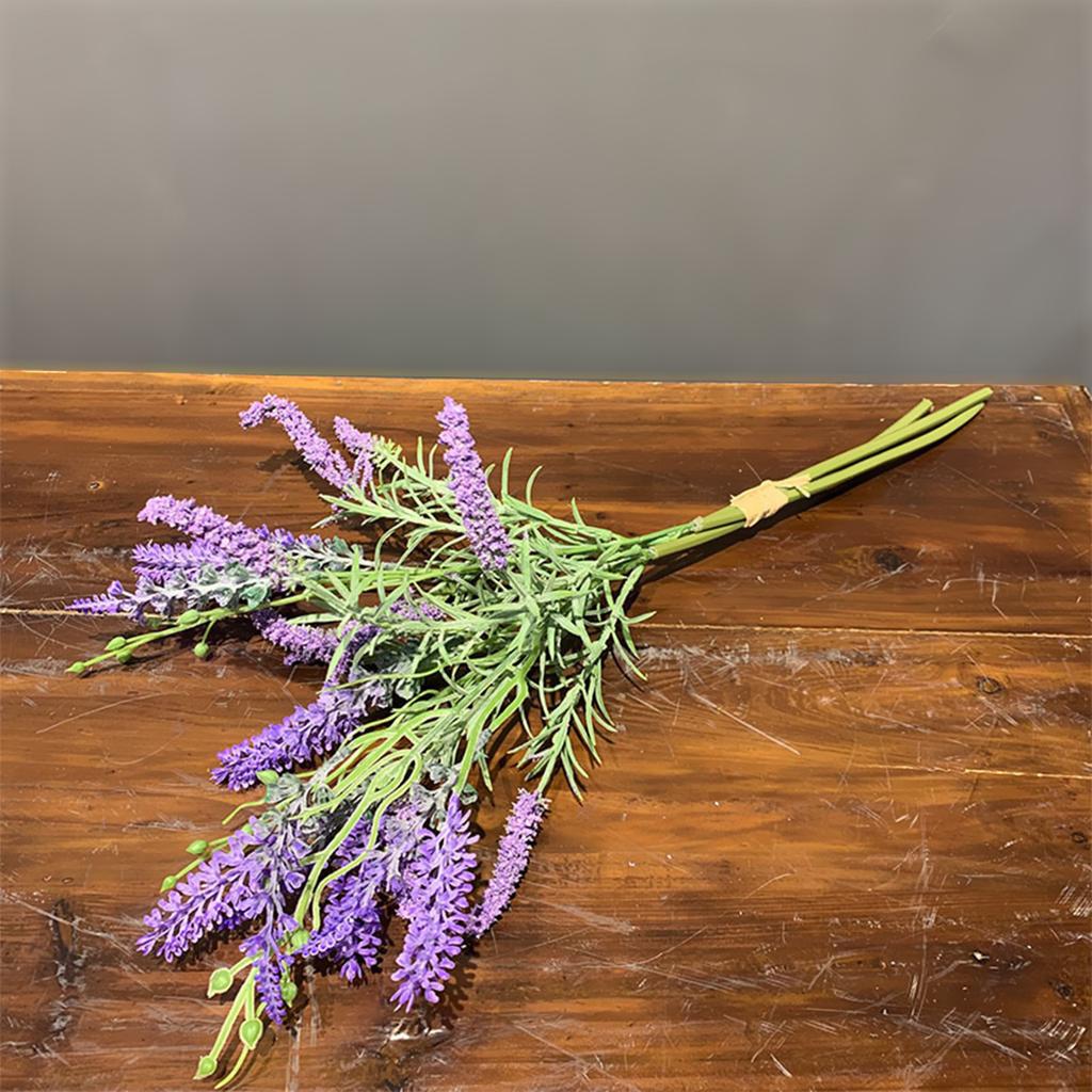 3pcs Artificial Lavender Flower Plant Purple 15.7in Realistic Faux Lavender Stems for Home Desks Tables Decor