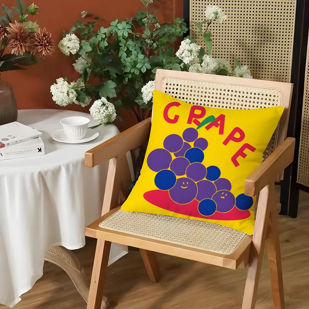 Cute Anime Fruit Cushion Cover Silky Short Plush Invisible Zipper Dustproof Sofa Pillow Case for Home Decor