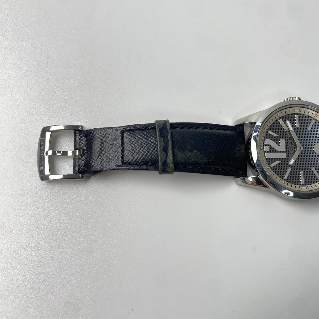 Gebrauchte BVLGARIUhren schwarz/Silber Edelstahl/Leder Herren