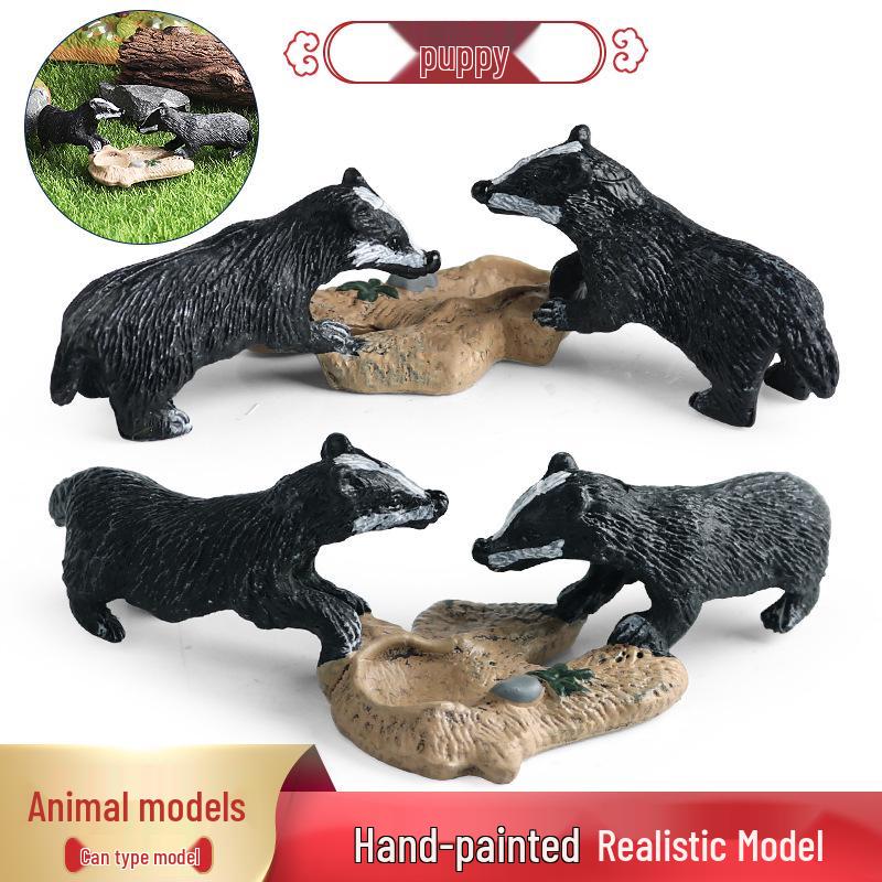 Cross-Border Wildlife Simulation Toy: Dog, Badger & Weasel Family