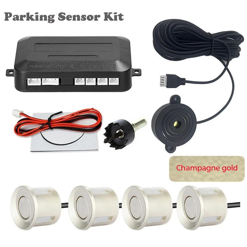 First Safe 12V 22mm Car Parking Sensor Kit Universal 4 Sensors Buzzer Reverse Backup Radar Sound Alert Indicator Probe System