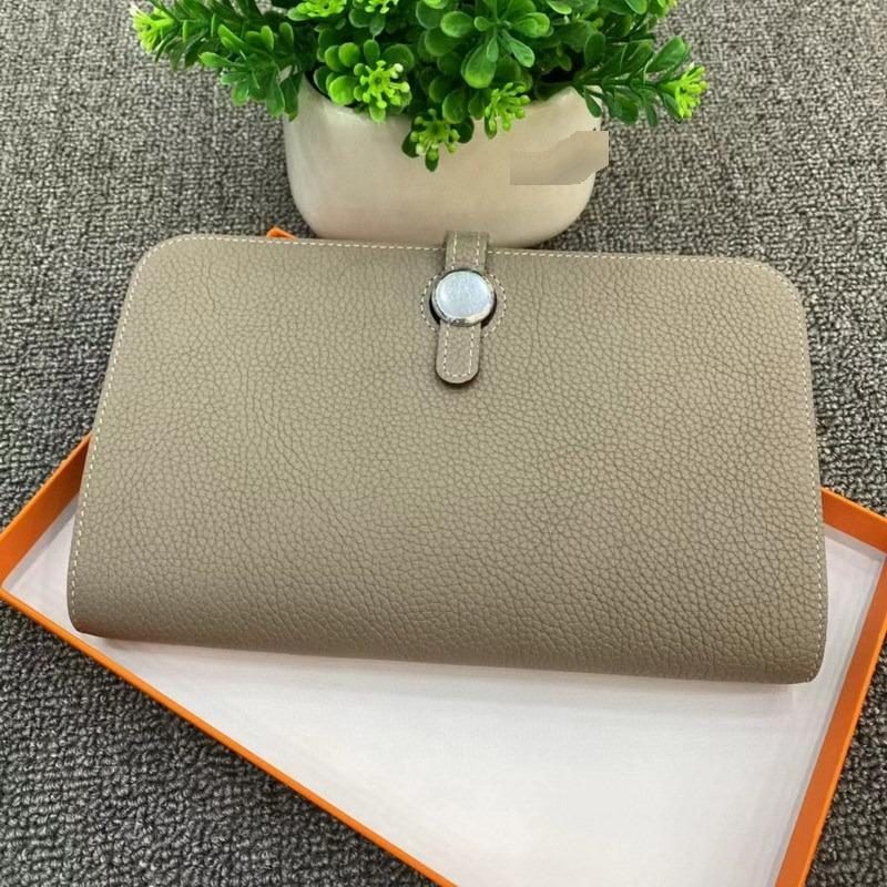 New Fashion Top Layer Cowhide Lychee Pattern Wallet Women's Long Style Handbag Leather Passport Clip Women's Bag