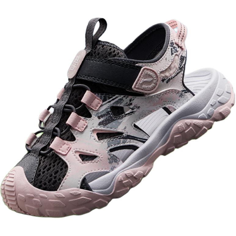 Li Ning Comfortable Versatile Shock Absorbing Breathable Low Top Kids Sandals Kids Sandals Pink YKEV030-4
