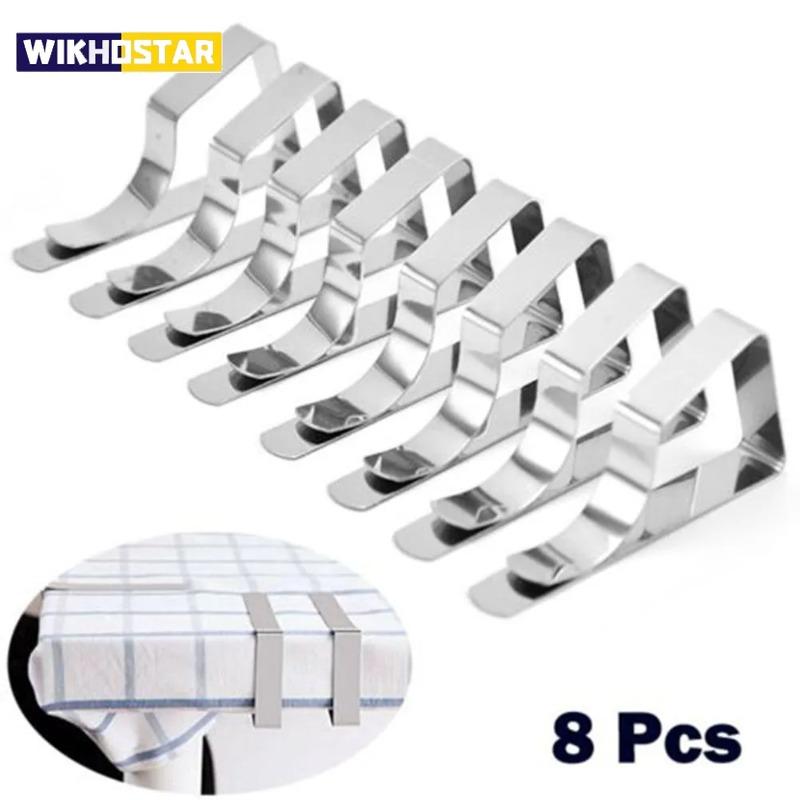 8 Pezzi Clip per Tovaglia in Acciaio Inossidabile Matrimonio Picnic Porta Clip per Copritavolo Rotondo Clip Stabili per Casa Clip Fissa