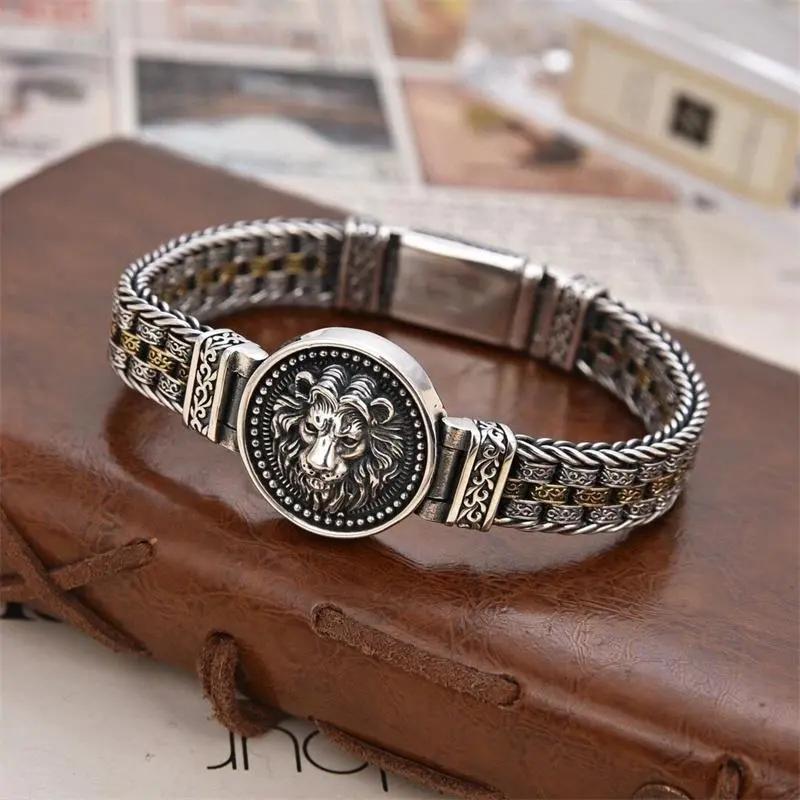Löwenarmband Herren Handaccessoires Trendiges Tang-Grasmuster Handaccessoires