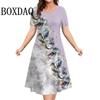 Casual Short Sleeve Woman Dress Elegant Summer Fashion Casual Loose Flowers 3D Print Dresses For Women 2025 Female Clothing
