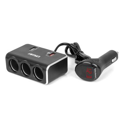 Cigarette Lighter Socket Splitter with Charger 2x USB-A QC3.0 12V 24V 120W 80cm AMIO-04364