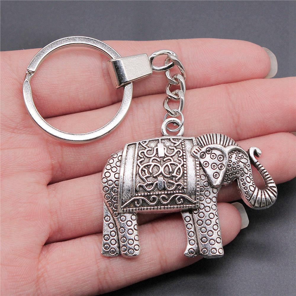 Elephant Horse Animal Duo Pendant Antique Bronze Metal Keychain with 30mm Ring for Students Hot Sale