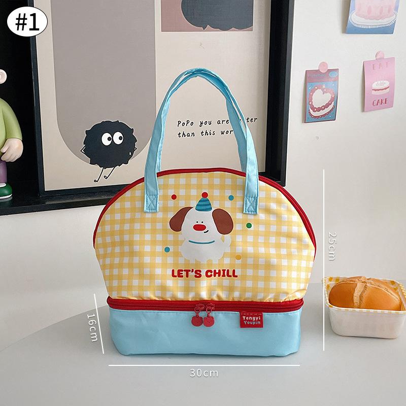 Kawaii Lunch Bag Bento Bag Large Capacity Women's Bag Handle Insulated Bento Bag Cute Portable Tote Bag Kitchen Organizers