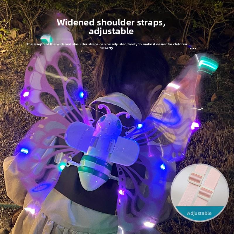 Chlidren Kawaii Sylph Angel Electric Lighted Butterfly Wings Backpiece Wings Will Move Performance Electronic Lighted Kids Glfts