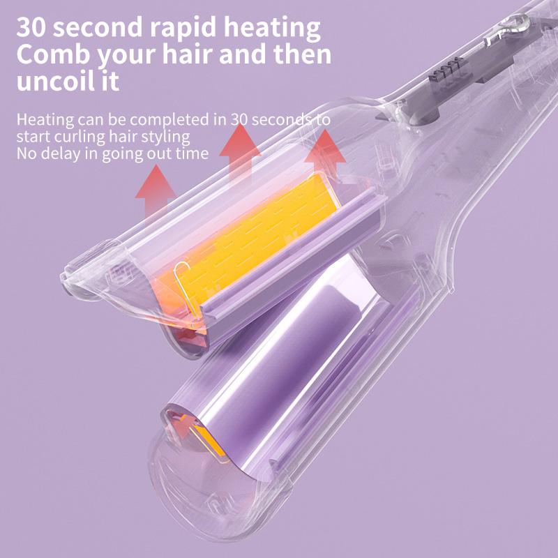 1.25 Inch Anti Scald Wavy Curling Iron, 12M Negative Ions Hair Curler, Ceramic Dual Roller Design, Auto Shut Off, Fit All Hair