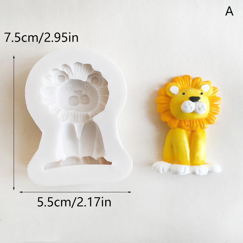 Jungle Safari Animal Silicone Fondant Mold Bear Lion Giraffe Rabbit Panda Cake Decorating Mould For Birhtday Party Baby Shower