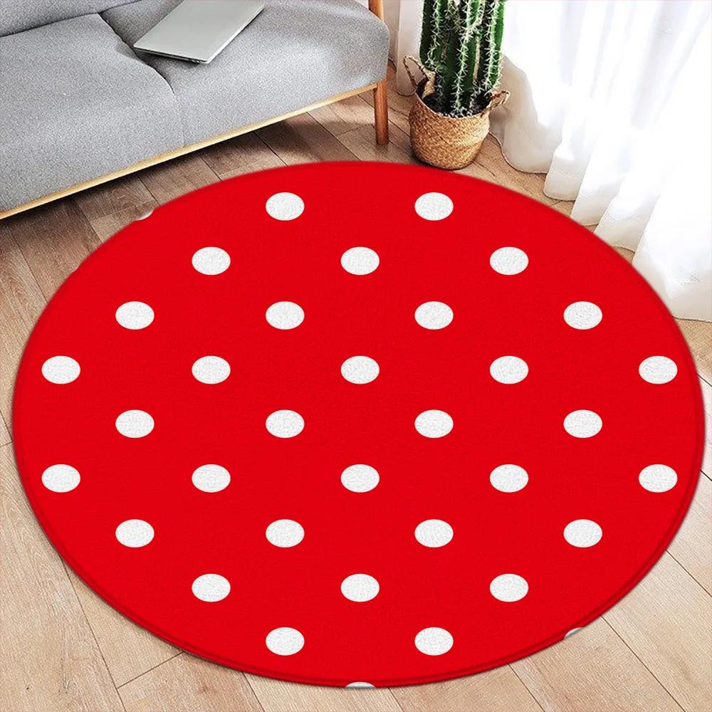 White Dot Black Round Carpet Modern Geometric Minimalist Rug Home Living Room Bedroom Decorative Flannel Mats Floor Rugs
