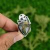 Natural Labradorite Promise Skull And Bone Adjustable Ring 925 Silver For Girls