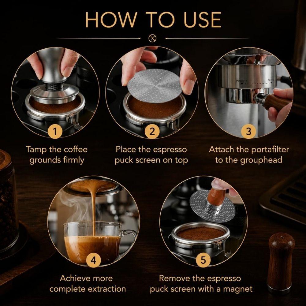 Dual Puck Screens Coffee Puck Screen Set Nylon Brush Portafilter Screen Kit Portafilter Setup