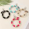 Colorful Beaded Silicone Keychain Bracelet with Tassel Pendant – Handmade Trendy Accessory