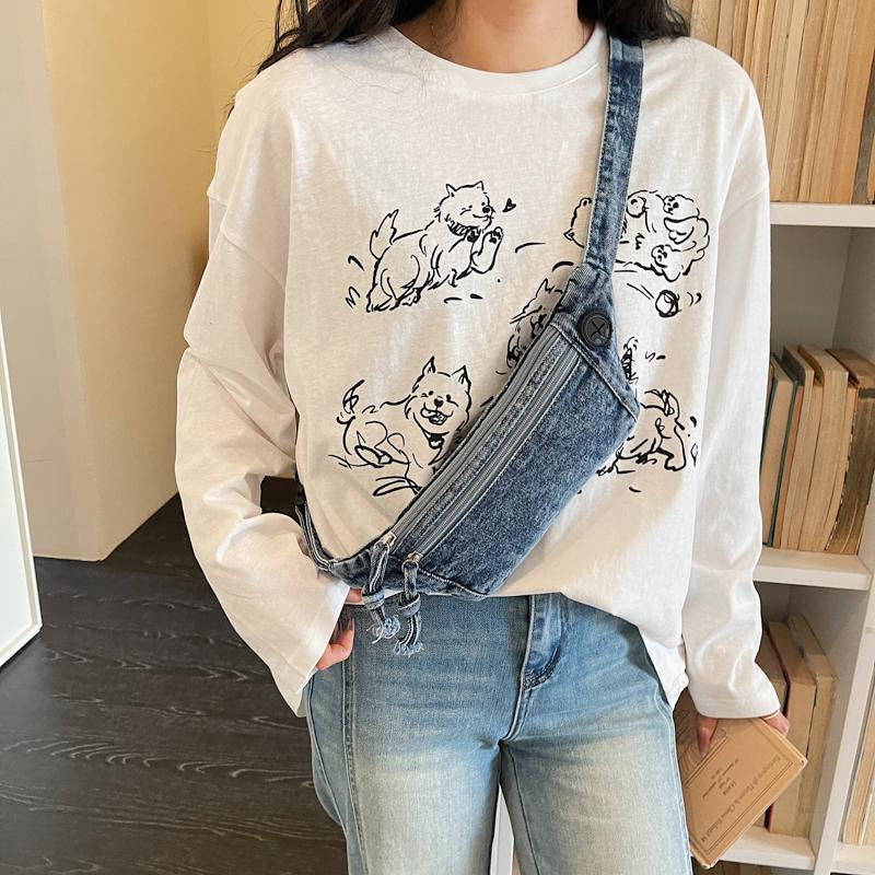 Borsa Mini in Denim Multistrato Retrò Borsa per Cellulare Borsa a Tracolla da Donna