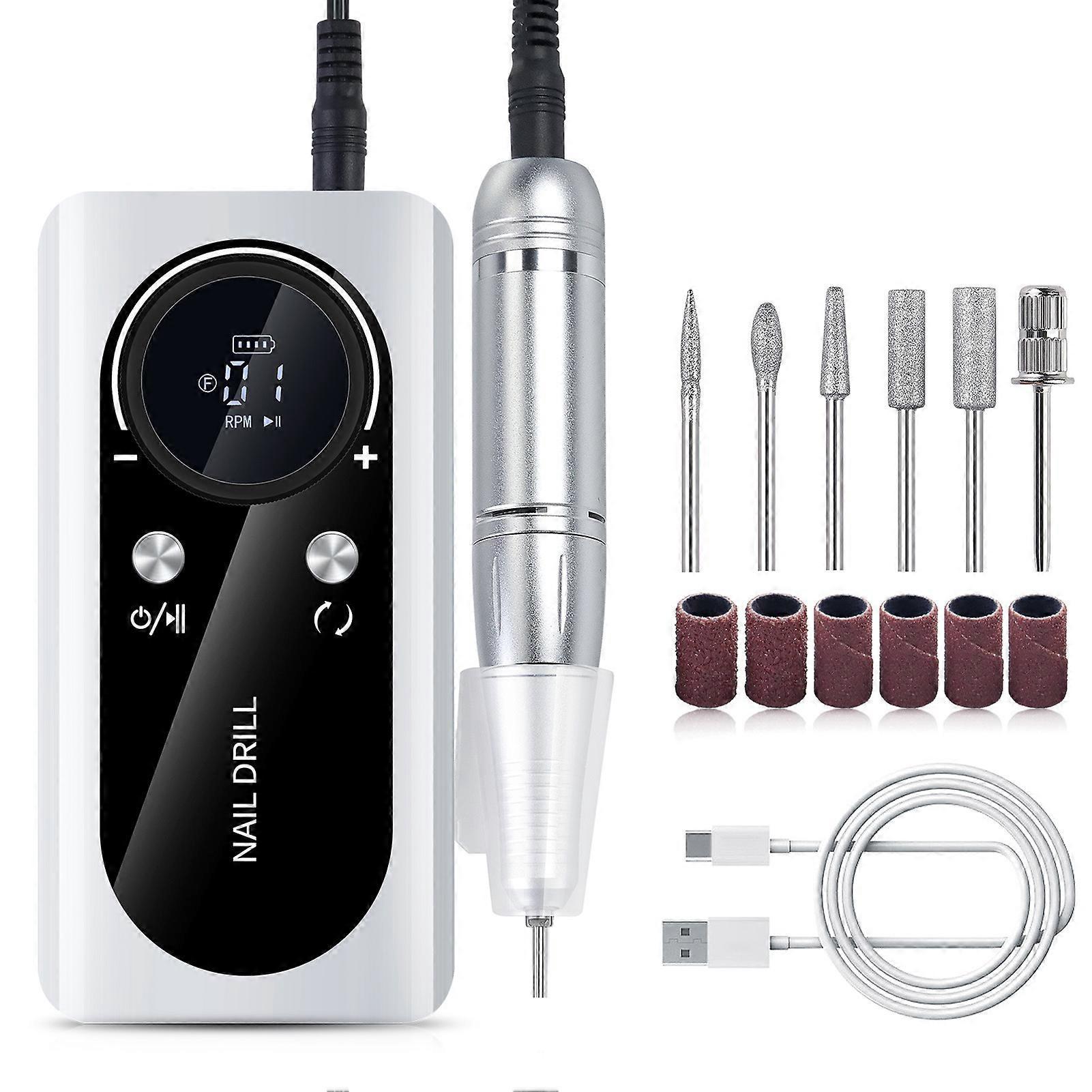 45000 U/min Nagelfräser Maniküre Set Professionelle Maniküre Pediküre für Hand zum Formen Polieren Entfernen von Gelnägeln weiß