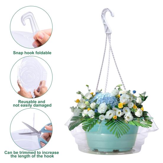 10 Peças Suporte Inferior para Vaso de Flores Bandeja de Gotejamento Prevenção de Umidade Design de Gancho Integrado Bandeja de Plástico Transparente