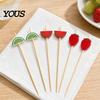 Fresh Fruit Cartoon Picks 100PCS Disposable Tags, with Decor Cocktail Garnish Sticks Picks, Durable Bamboo Skewers, for Fruits Barbecue