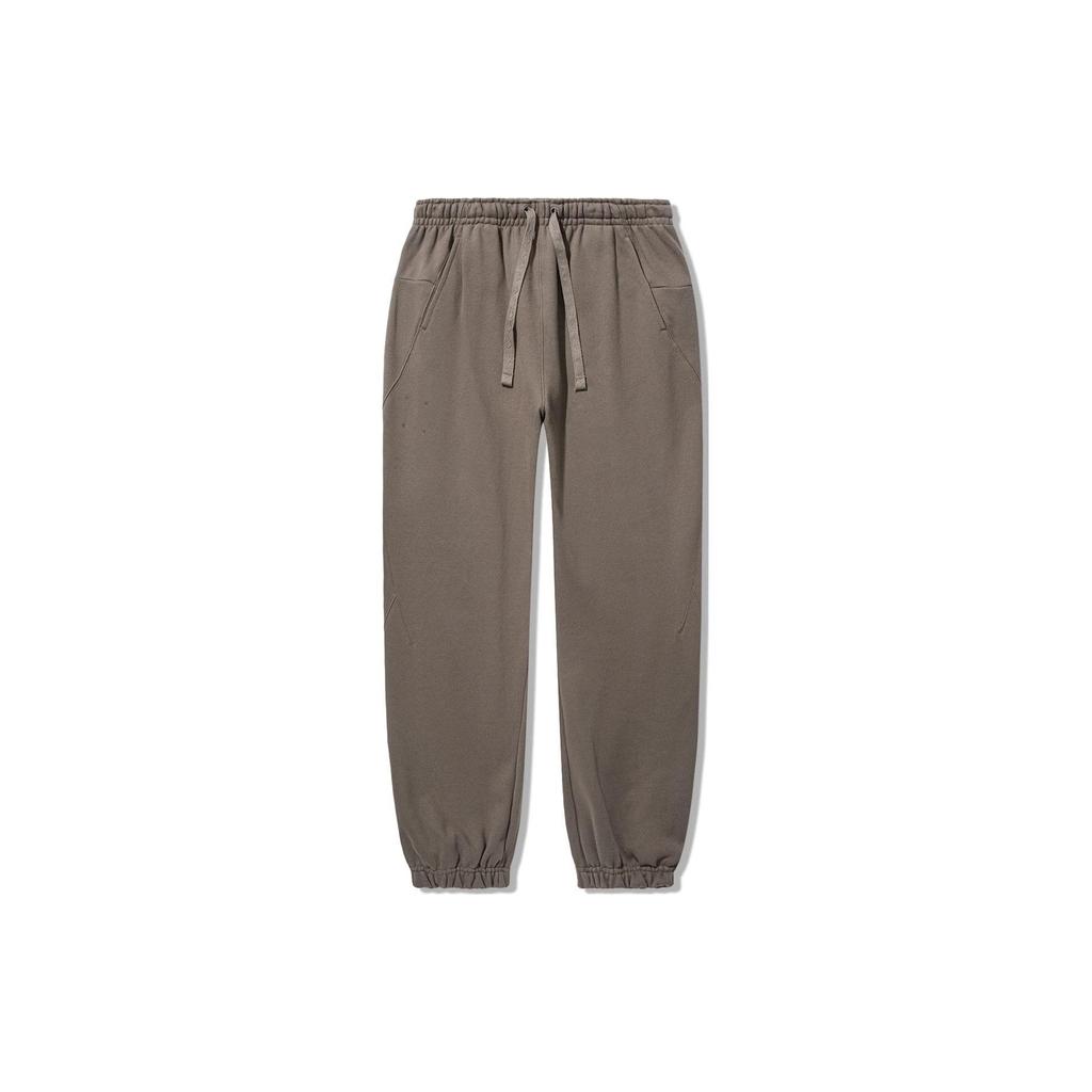 Li Ning Vital Series Solid Color Loose Fit Knit Sports Pants Men Pants Mushroom-Brown AKLTD97-5