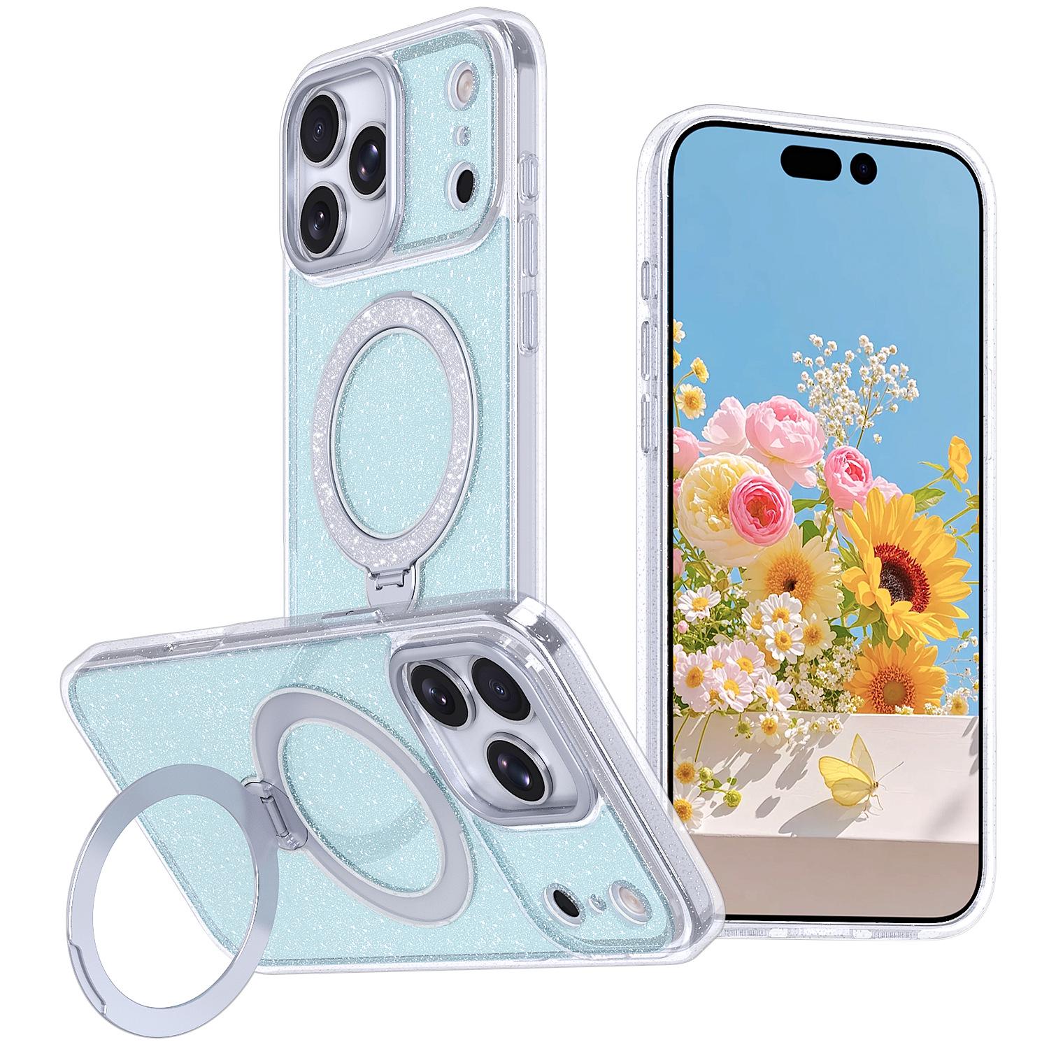 

iPhone 17 Pro Max Glitter 360 Magnetic Bracket Drop-Proof Case iPhone 13 Pro Max мерцание/синий