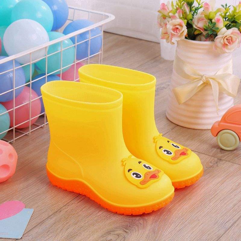 School Season Children's Rain Shoes Bundle Mouth Boys and Girls Rain Boots Non-slip Waterproof Water Shoes Kindergarten [upgrade Sole]