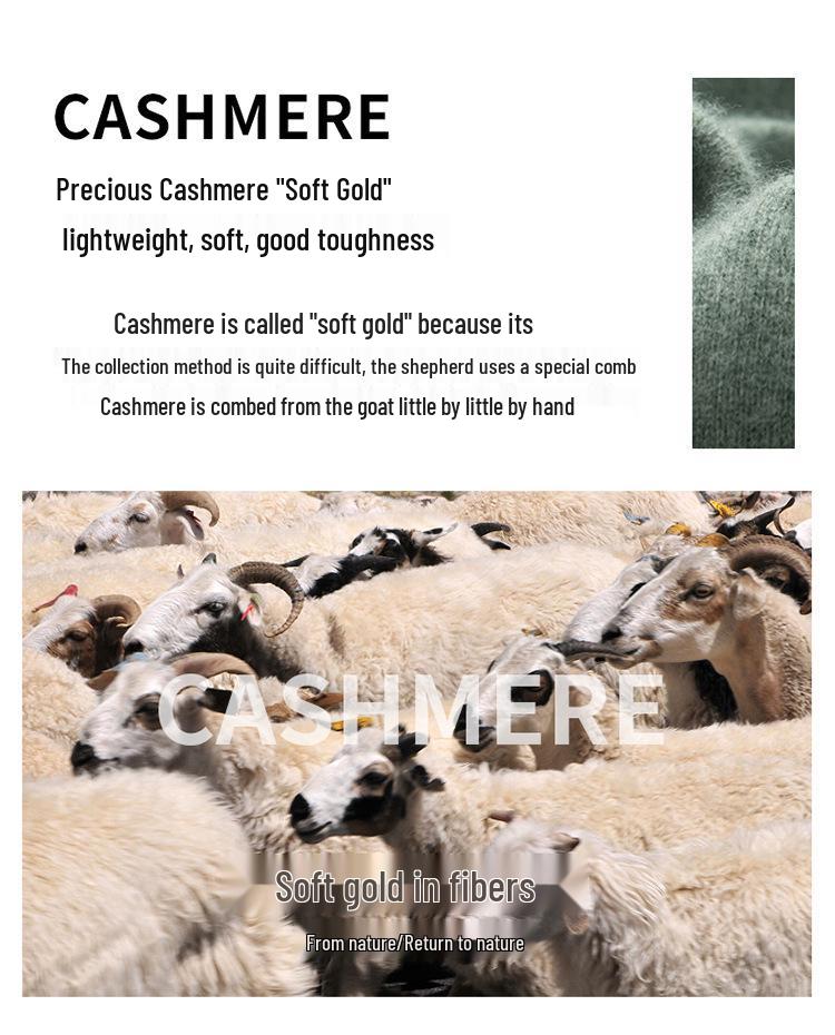 Men's Thick Warm Cashmere Sweater - Solid Color Round Neck Loose Fit