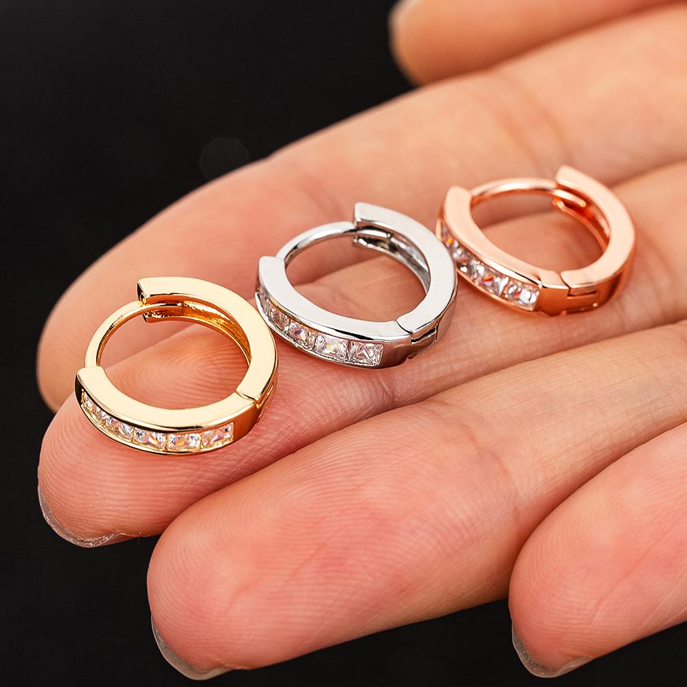 10mm Circle CZ Zircon Hoop Earrings For Women Bohemian Gold Color Silver Color Small Round Earrings Fashion Girl Jewelry