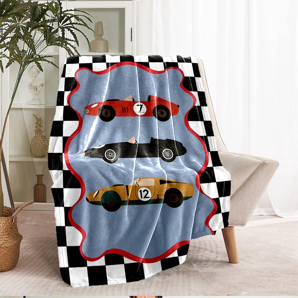 Car Theme Printed Blanket - Perfect for Couch, Bed, Travel & Outdoor Use | Machine Washable, Cozy & Durable.