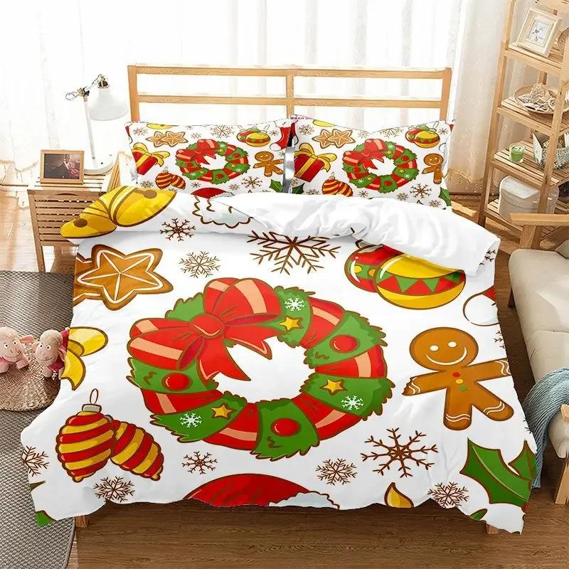 

Christmas Snowflake Soft Duvet Cover Set 2-3 Pieces Print Christmas SocksTheme Beding King Warm Comforter Cover Pilowcases Microfiber 135*200cm Eu-Single
