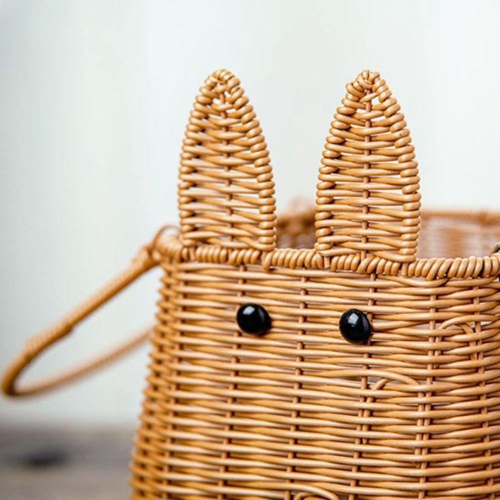 New Portable Imitation Rattan Woven Basket Handwoven 5 Styles Bread Fruit Tray Storage Basket Sundries Organizer