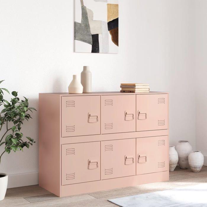 VidaXL Buffet Pink 99x39x73 Cm Steel, Cabinet, Cupboard, Highboard, Sideboard, Storage Cabinet, Organizer of 841794