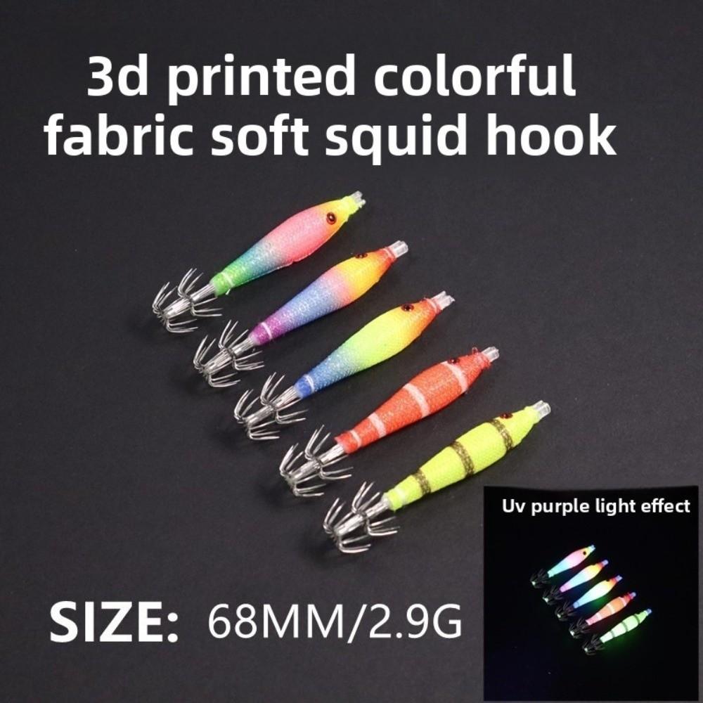 5pcs/bag Luminous UV Wood Shrimp Bait Blowing Tube Pesca Fishing Hook  Freshwater Fishing