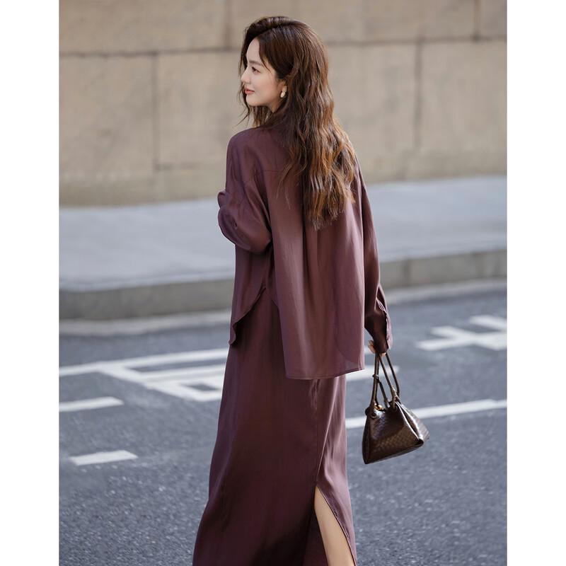 Dmana Lyocell Blend Relaxed Fit Shirt and Skirt Set