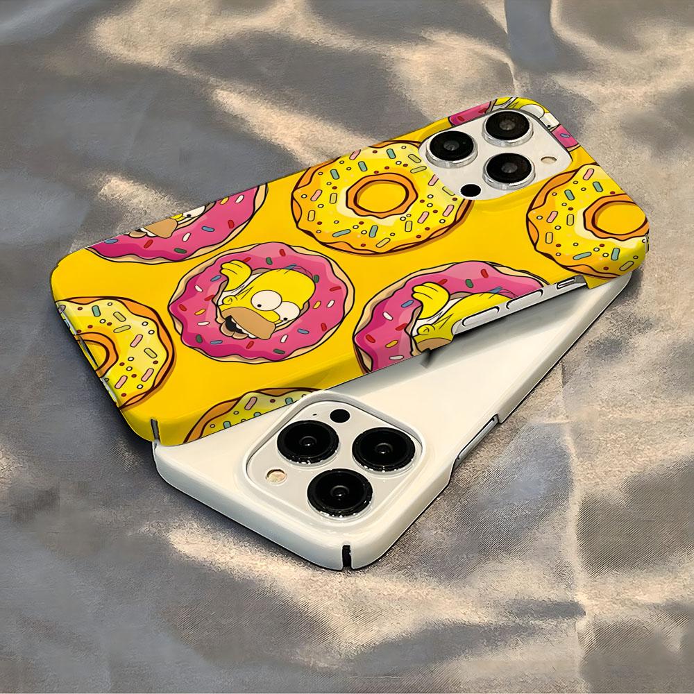 Disney Funny Cartoon Homer Simpson Family Phone Case Luxury For IPhone 16 15 14 13 12 11 Plus Pro Max Mini Glossy HD Hard Film S