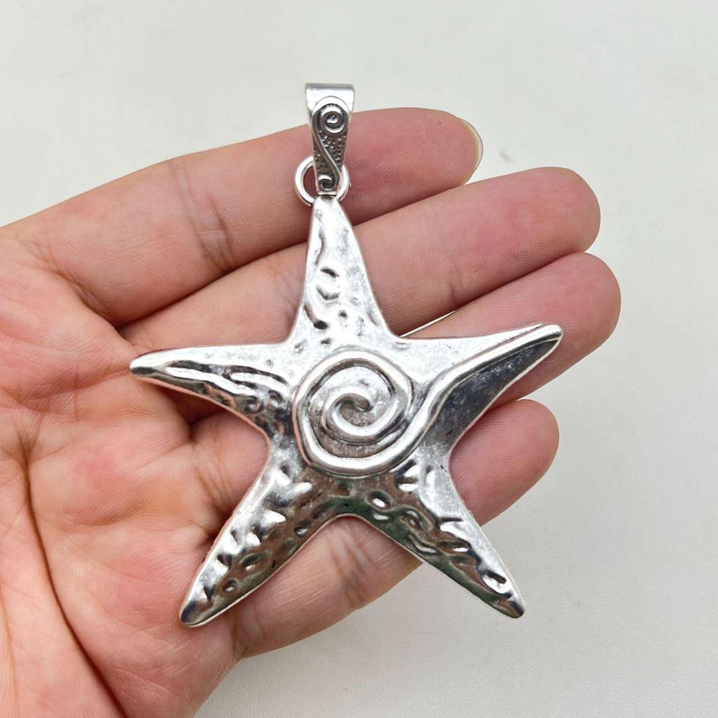 Antique Silver Starfish and Five-Pointed Star Pendant Charms for DIY Necklace Jewelry