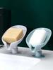 1PC Plastic Soap Holder, Leaf Shaped Soap Holder, Suction Cup, Flowing Soap Tray, Soap Box, Fashionable Soap Tray, Bathroom Soap